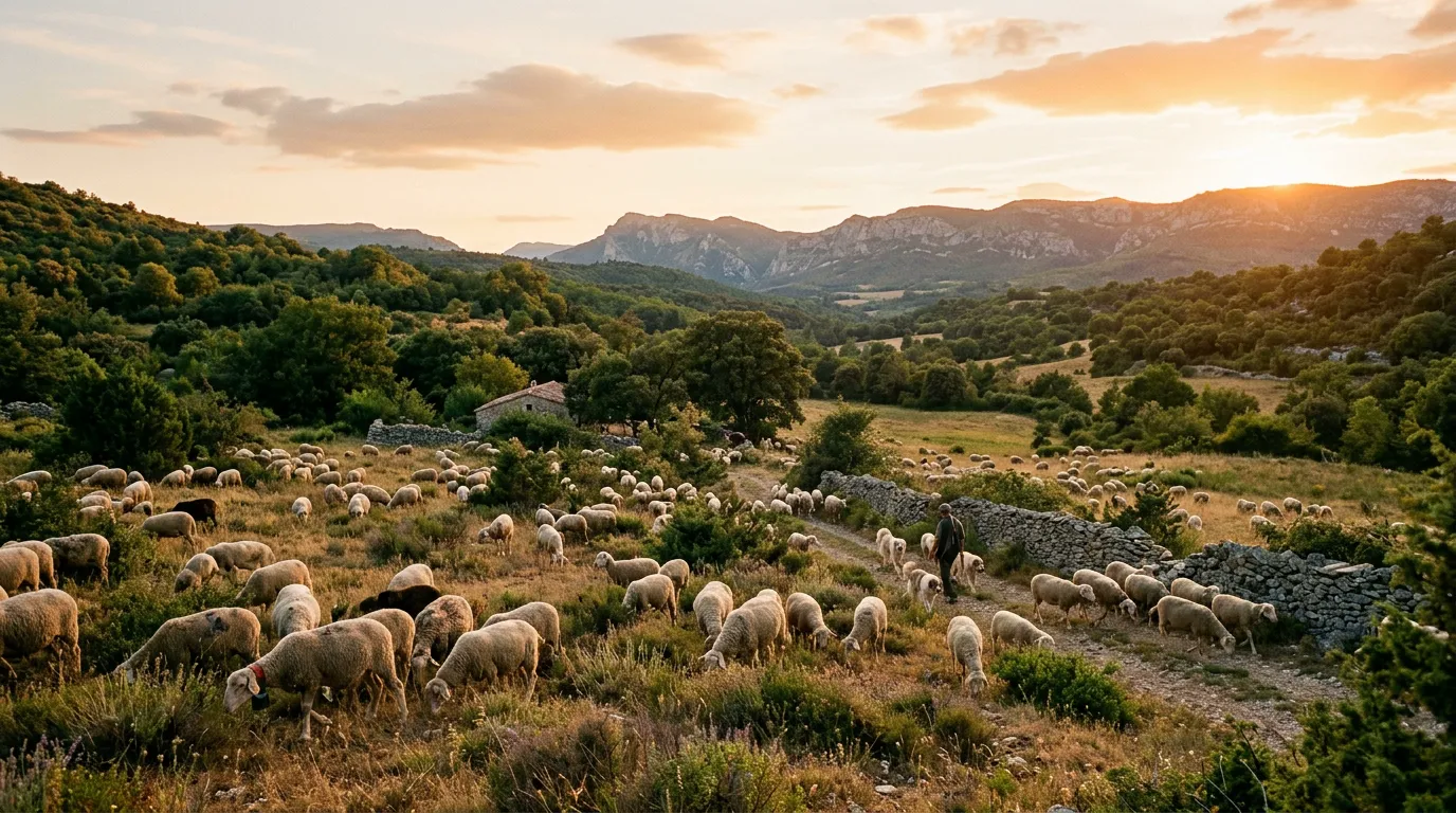 Paysage préservé de l'éco-pâturage et du parc Le Theil au Caylar